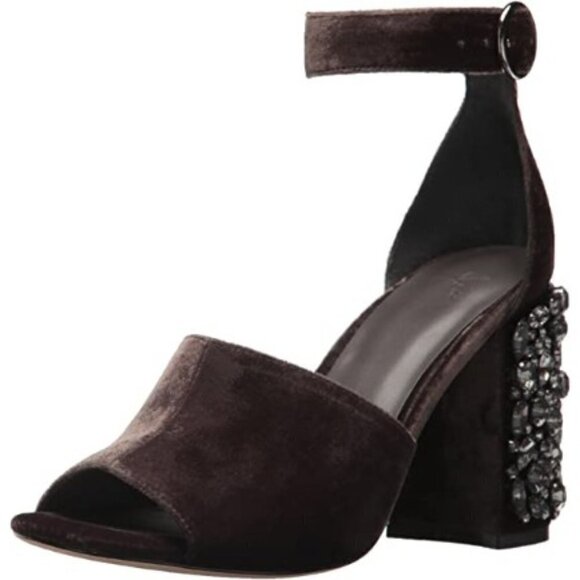 💕JOIE💕 Lafayette Velvet Heel Sandal In Coal - Picture 4 of 16